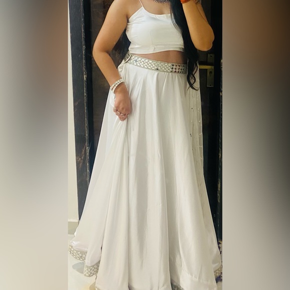 aynaa Other - Brand-Aynaa, color-white satin lehenga,size-XL (customised)